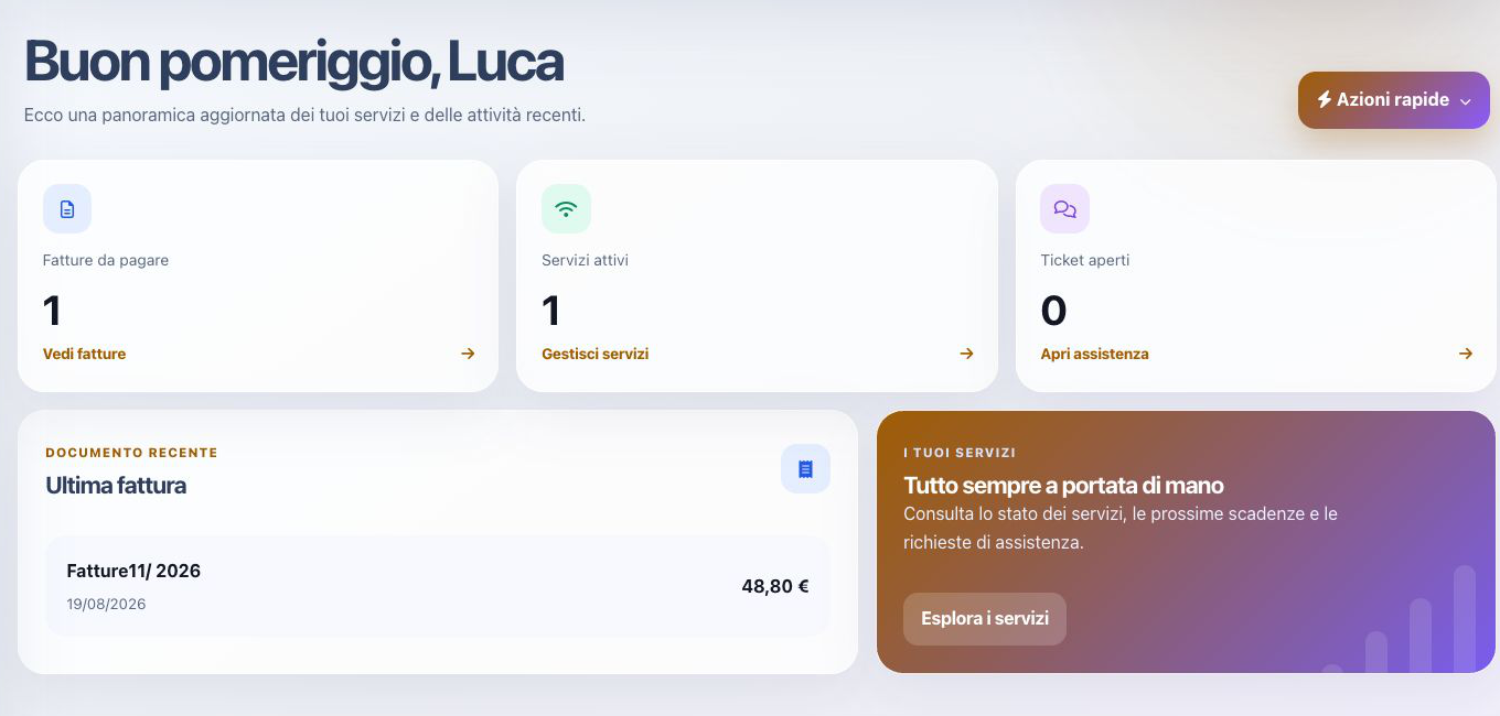 Homepage Area Clienti